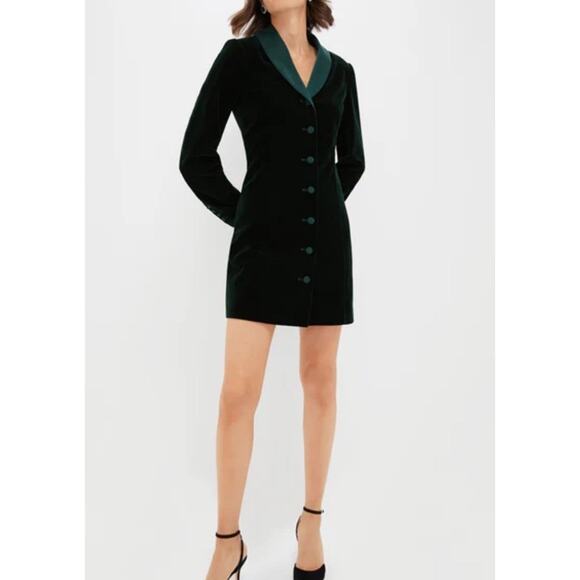 Pomander Place Tuckernuck Dark Green Velvet Stacie Dress Womens Size 6 - Picture 1 of 11